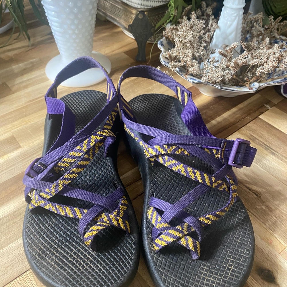 Purple and Yellow Strappy Sandals